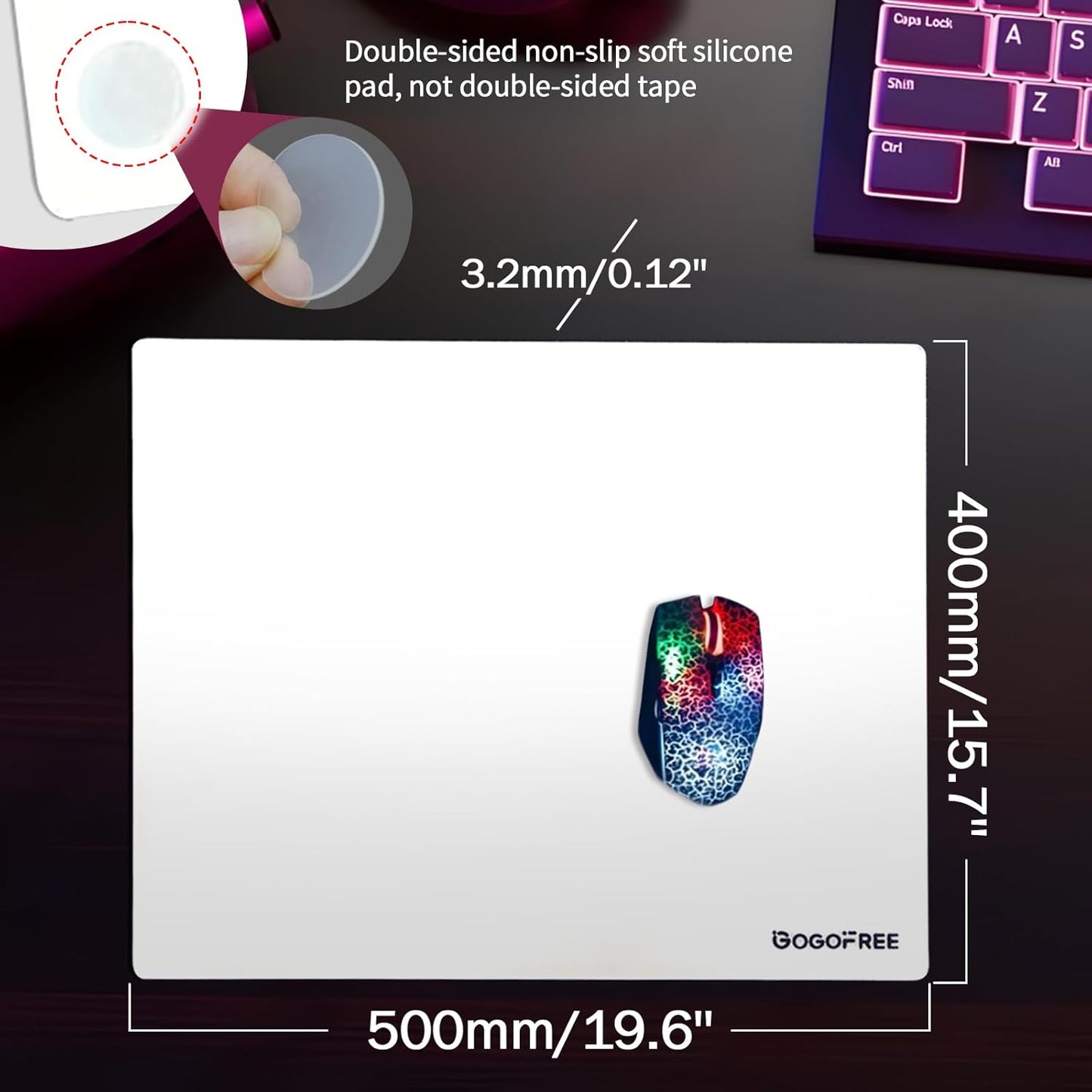 GOGOFREE Glass Mousepad White