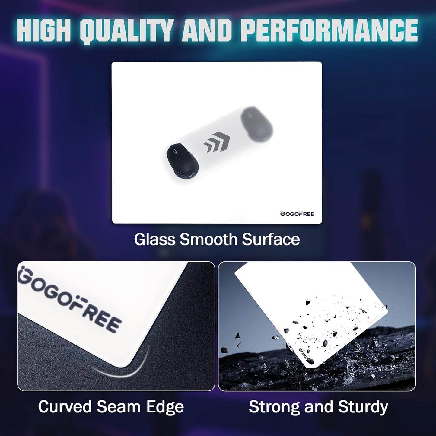 GOGOFREE Glass Mousepad White