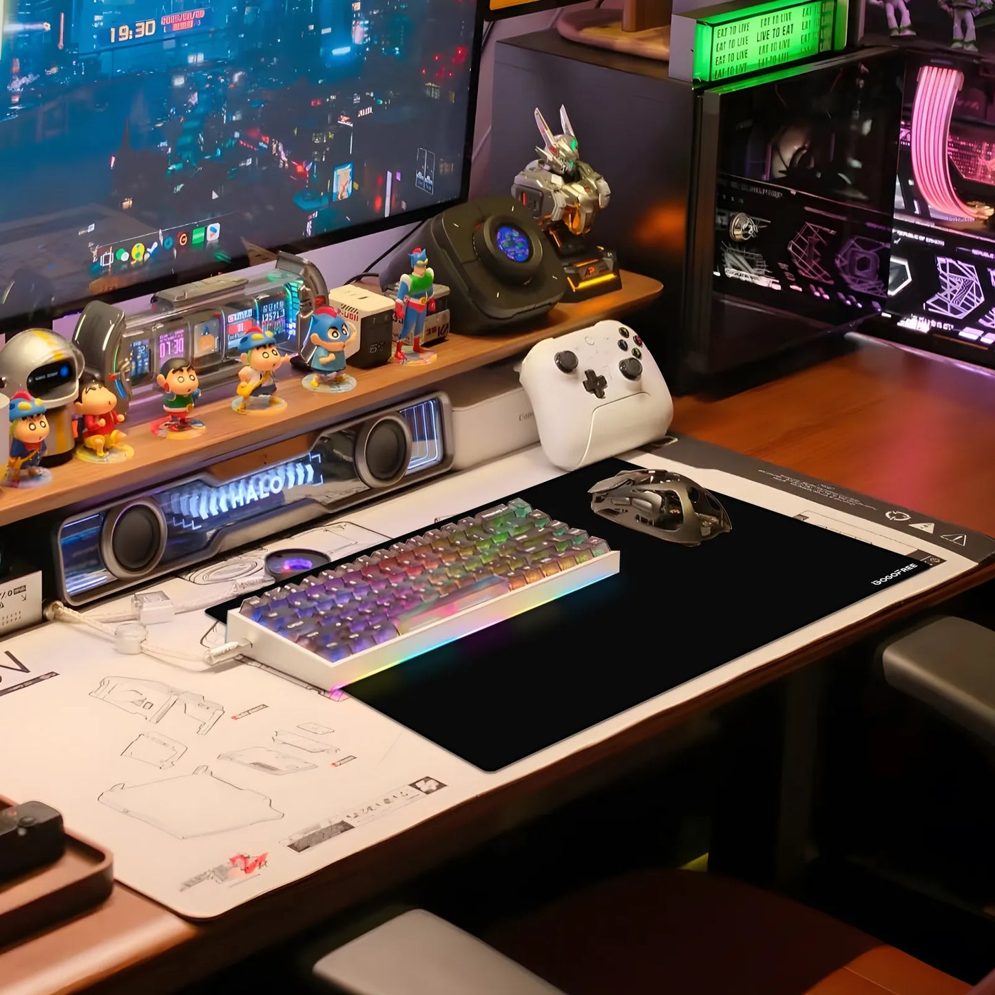 GOGOFREE Glass Mousepad Black